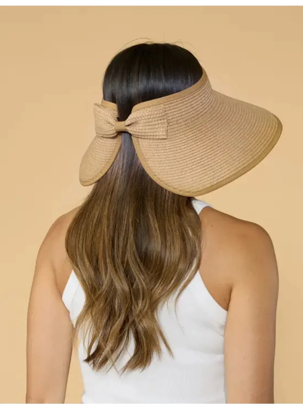 Magid Natural Straw Visor Hat with Bow
